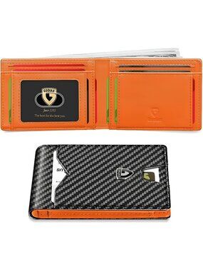 Slim Wallet for Men with 11 card Slots Rfid Blocking Carbon Fiber wallets Bifold
